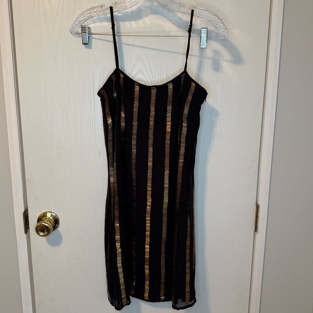Walter Baker Black and Gold Mini Dress